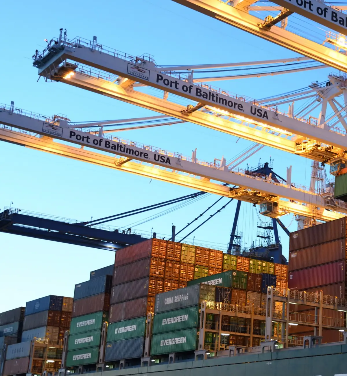 Container cranes at the Port of Baltimore