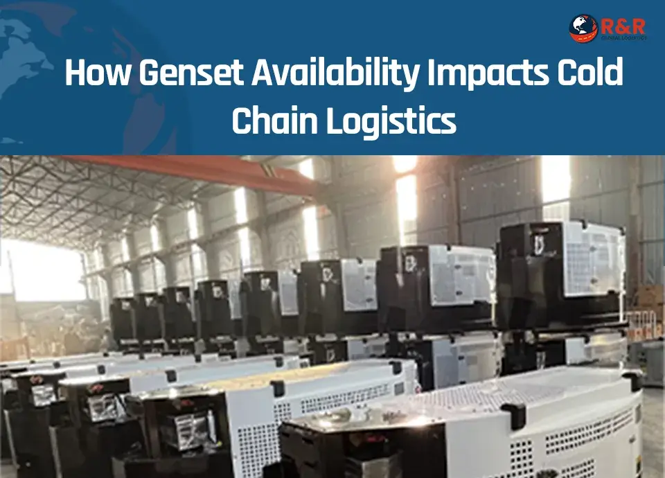 Rows of white reefer genset units in a warehouse